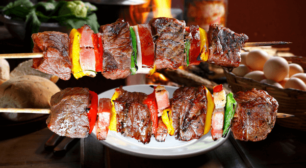 Brochettes de boeuf, sauce barbecue miel, moutarde et ail - 5 ingredients  15 minutes